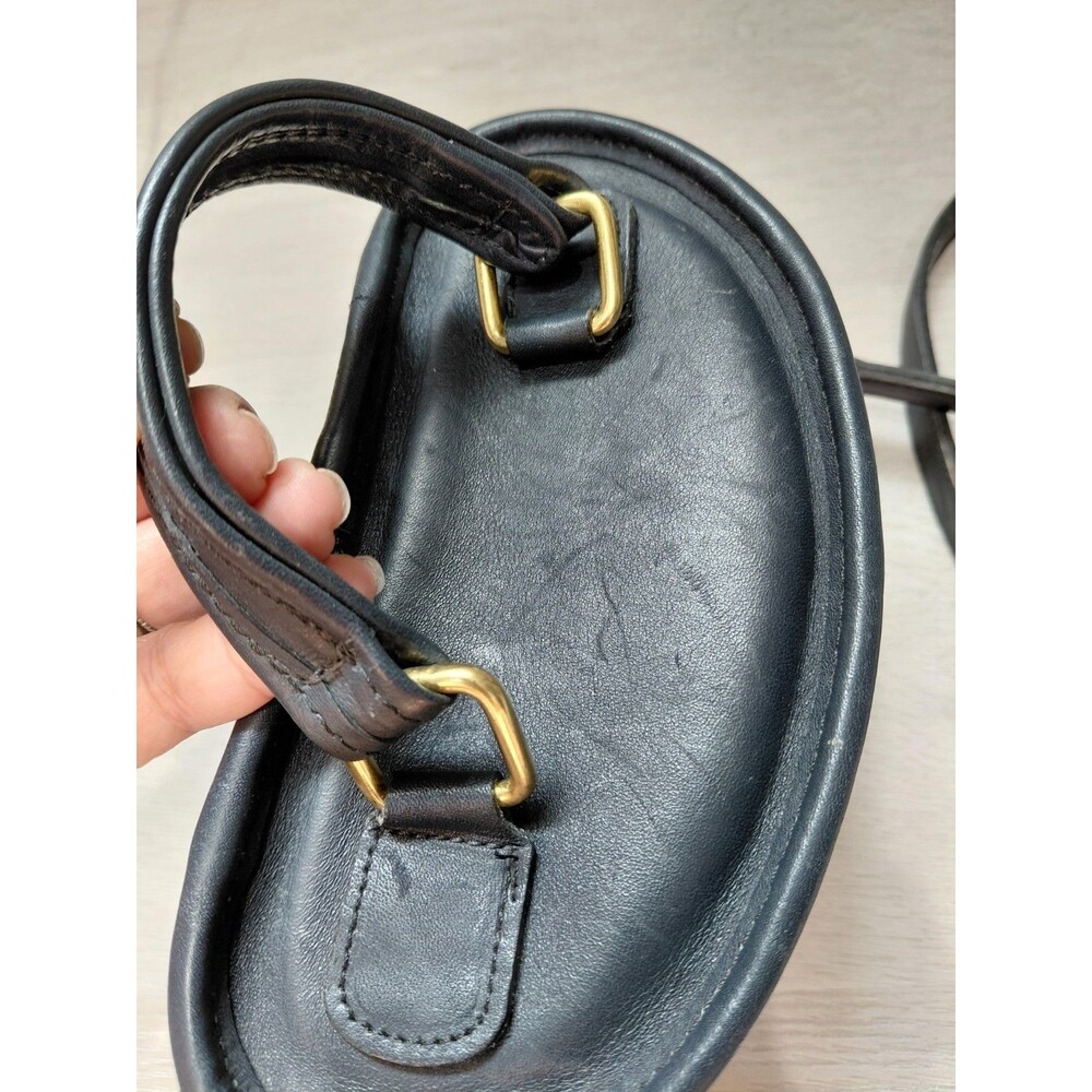 Vintage Coach Navy Blue Leather Trail Bag  Brass Hardware Detachable Strap USA - Picture 12 of 16